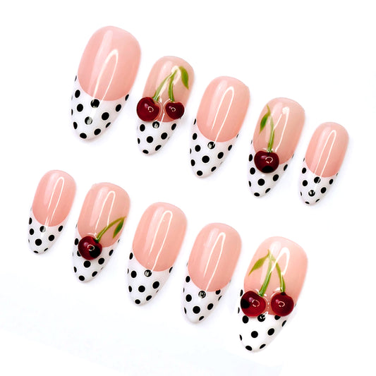 Cherry Polka Dot French Tips