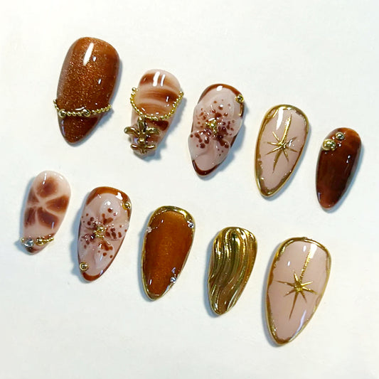 A114 Vintage Brown Flower