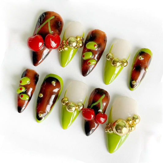 A8 Cherry 3D Press On Nail