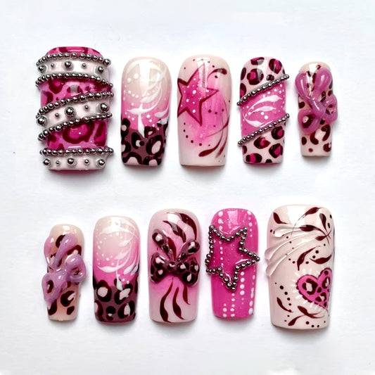 A41 Pink Leopard Star and Bow