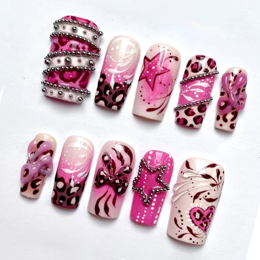 A41 Pink Leopard Star and Bow