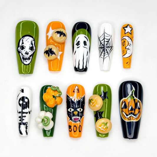 A55 Pumpkin Ghost and Black Cat