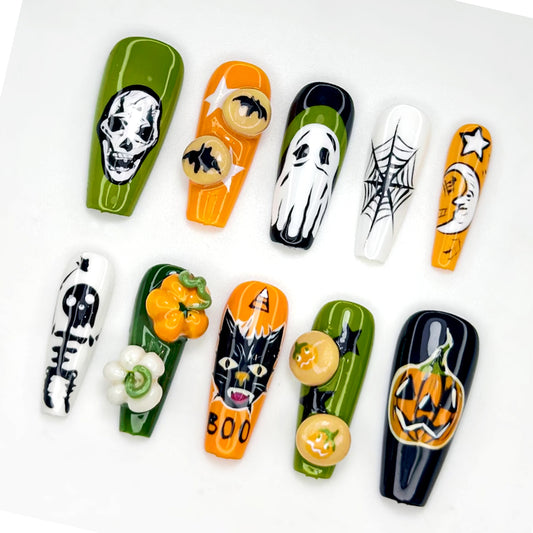 A55 Pumpkin Ghost and Black Cat