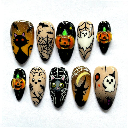 A57 Pumpkin 3D Witch and Cat