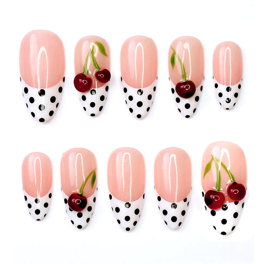 Cherry Polka Dot French Tips