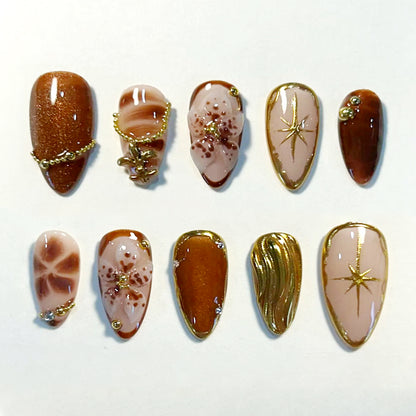 A114 Vintage Brown Flower