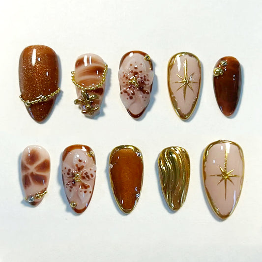 A114 Vintage Brown Flower
