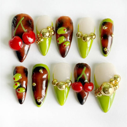 A8 Cherry 3D Press On Nail