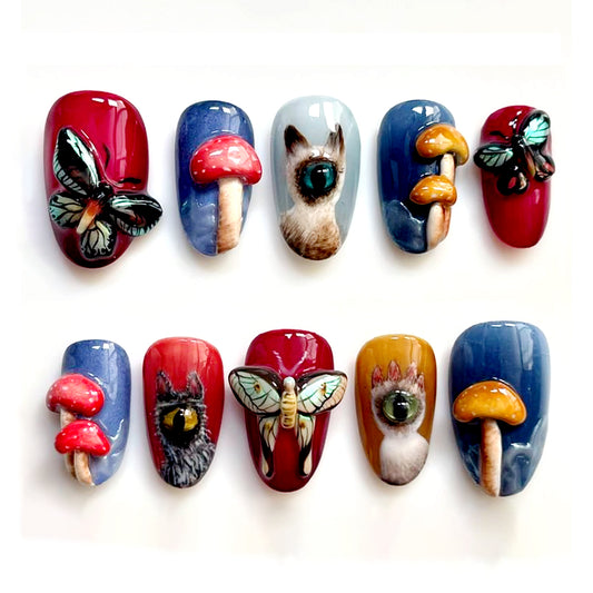 A10 Butterflies, Cat and Mushrooms