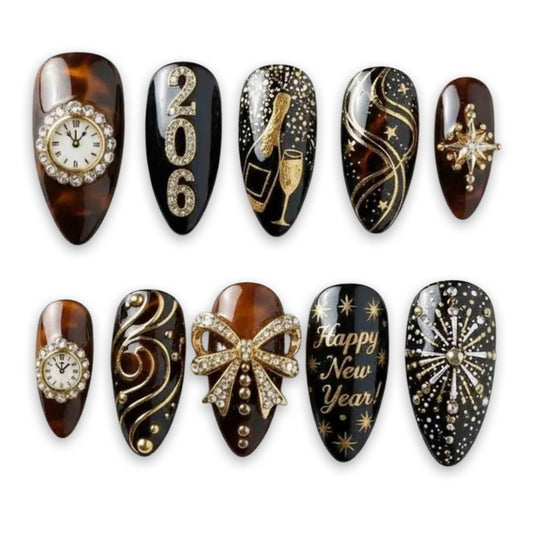 A224 Clock, Gold Bow & Fireworks