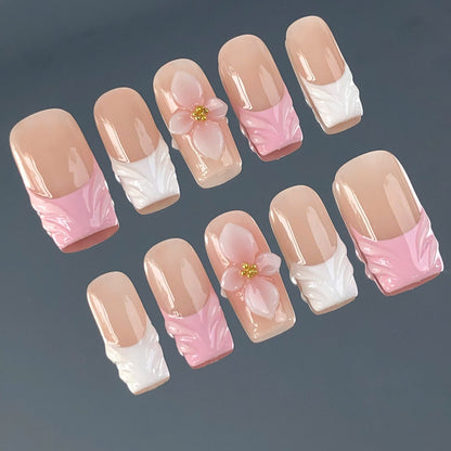 A235 Pink Flower French Tip